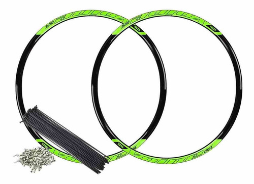 Roda 29 Vzan Vnine 36f Preto E Verde Com Cubo Rolamento Pneu