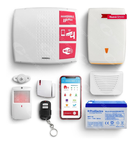 Kit Alarma Domiciliaria Casa Marshall Wifi Ip Internet App Celular Sirenas Sensor Inalámbrico Garantía