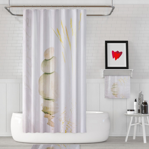 Imagen 2 de 3 de Cortina De Baño Tela Impermeable Con Protector De Cortina