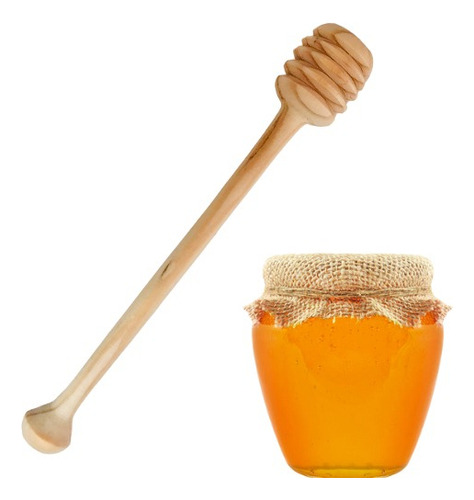 6 Cucharas Mieleras De Madera - Palitas Mieleras Color Naranja Claro