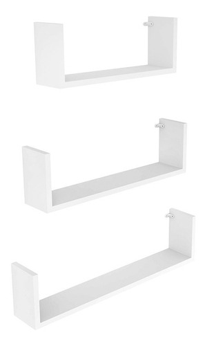 Kit 3 Nicho Prateleira U 20/30/40 Branco Mdf Decorativo