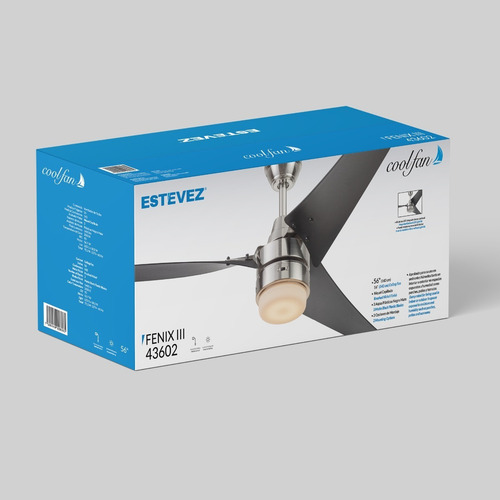 Ventilador Techo Exterior Led Coolfan Fenix 52'' Ctrl Cadena