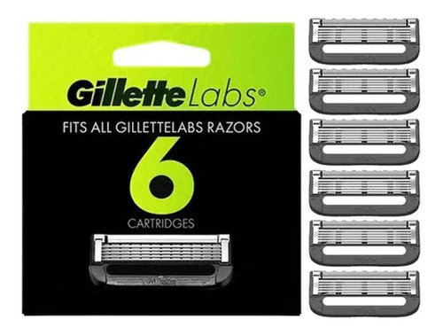 Gillette Labs Lâminas Barbear C/barra Esfoliante -6 Recargas