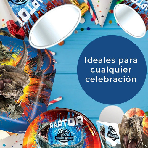 12 Platos Grandes Cuadrados Jurassic World - Jurassic77world