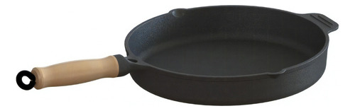 Frigideira Ferro Fundido Com Tampa Vidro Cabo Madeira 26cm L