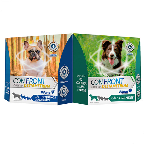 Kit 02 Un Coleira Antipulgas Confront Cães 19 E 25 Grs