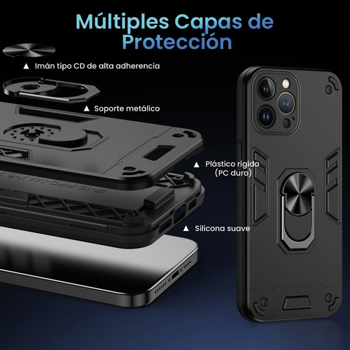 Funda Para Motorola Antigolpes Anillo Magnético De Uso Rudo Negro Moto G24 Power