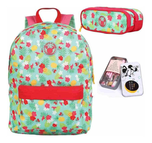Imagem 1 de 5 de Mochila De Costas Geek Disney Minnie Pineaple E Estojo
