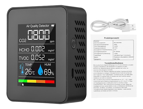 Monitor Calidad Aire Co2.en.detector Hcho Tvoc Lcd