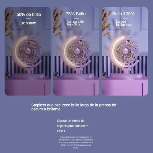 Ventilador Abanico De Escritorio Recargable Lampara Portatil