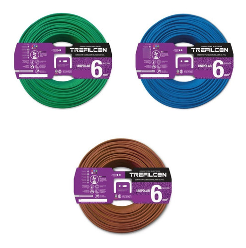 Cable Unipolar 6mm Normalizado Pack X 3 Rollos X 25 Mts