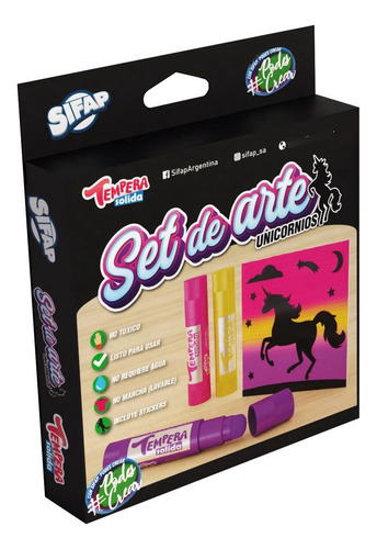 Imagen 1 de 8 de Set Arte Unicornio Sifap Tempera Solida