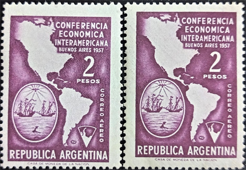 Argentina, Lote Gj 1083-1083 A Filigranas 1957 Mint L19080