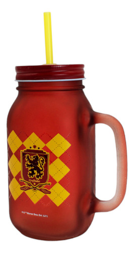 Mason Jar - Harry Potter - Gryffindor - Tapa Popote Vidrio