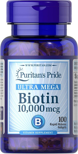 Biotina 10,000mcg (100 Cápsulas) Cabello Uñas Piel