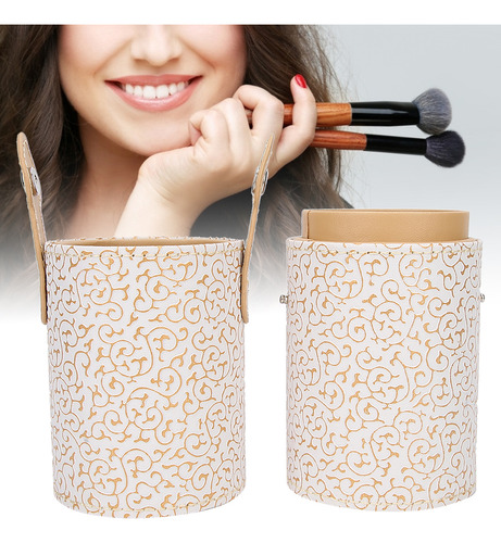 Tubo Portátil Para Brochas De Maquillaje De Piel Sintética C