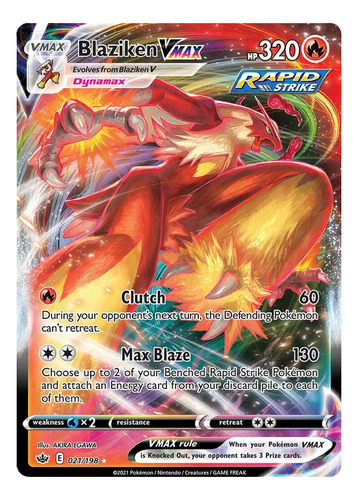 Blaziken Vmax - 021/198 - Ultra Rare Full Art Chilling Reign Blaziken Vmax - 021/198 - Ultra Rare (Usado)
