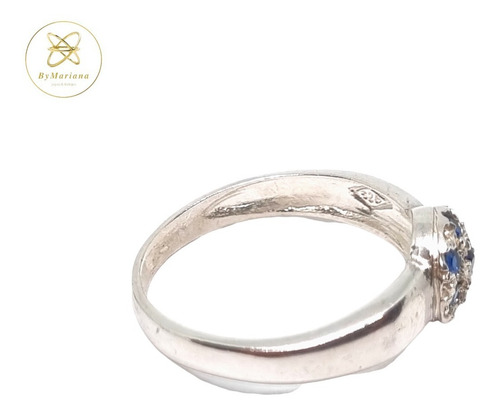Anillo Plata Frutillita Con Piedras Azules