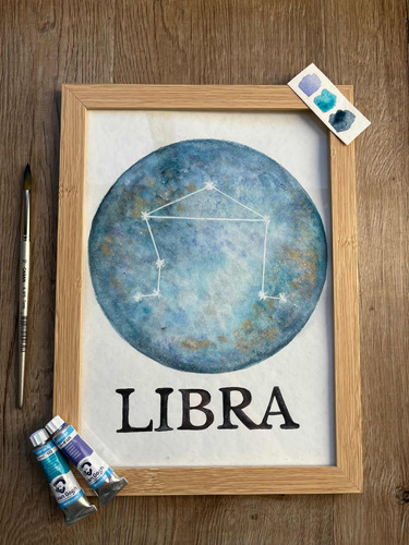 Cuadro Decorativo Signo Zodiaco - Ilustración En Acuarela