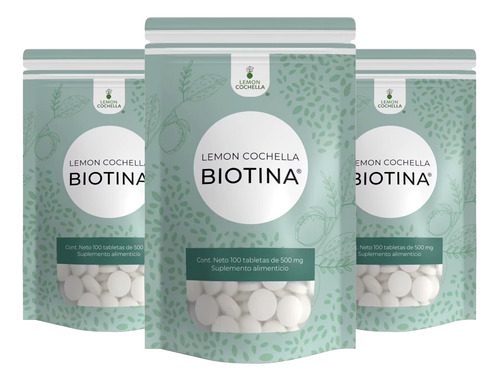 3 Bolsas Biotina Lemon Cochella. 100% Original-100 Tabletas