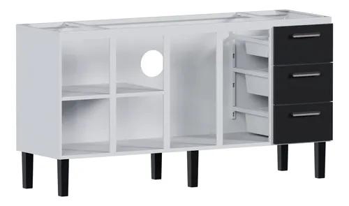 Gabinete De Pia 180mt Venus Flat Aço 4g Cozimax Branco/preto