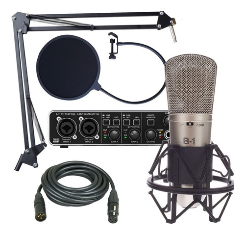 Kit Grabación Behringer Umc202hd B1 Microfono Antipop 192khz