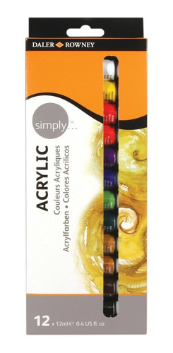 Tinta Acrilico Simply Daler Rowney 12 Cores