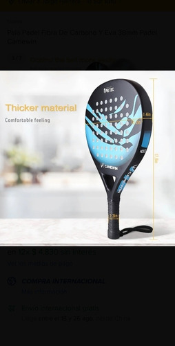 Imagen 5 de 8 de Pala Padel Camewin Carbono Hibrido 2021