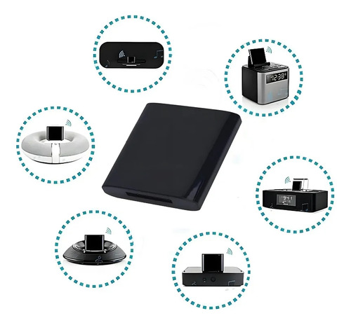 Bluetooth 2.0 Receptor Dock 30 Pins Adaptador Negro