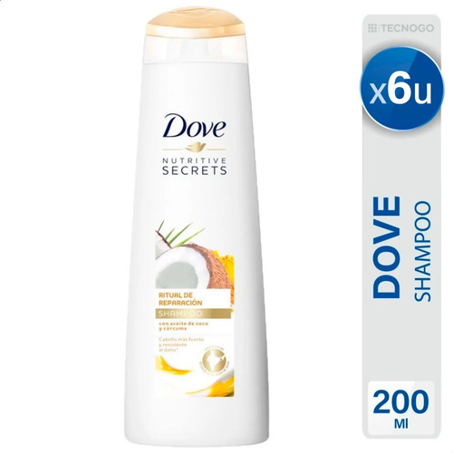 Shampoo Dove Nutritive Secrets Ritual De Reparacion X6