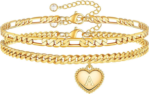 Pulseras De Tobillo Con Iniciales De Oro Para Mujer, Chapado