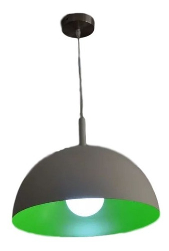 Lampara Colgante 1 Luz Semi Esfera Perfecta Blanca Con Verde