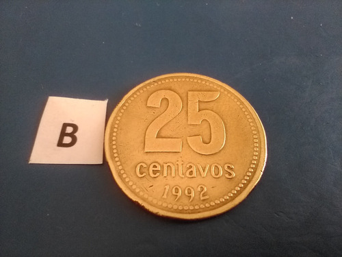 Monedas Argentina 25 Centavos Año 1992