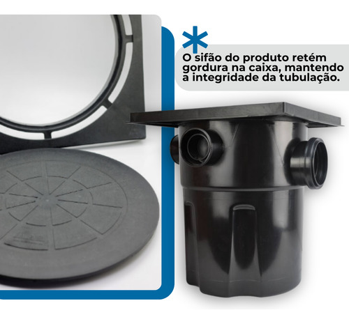 Caixa De Gordura 18 Litros Completa Com Tampa E Cesto 44cm Cor Preto
