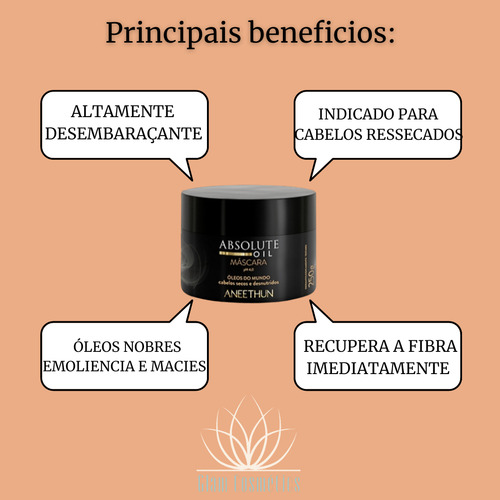 Mascara Absolute Oil 250g Aneethun Lançamento + Brinde