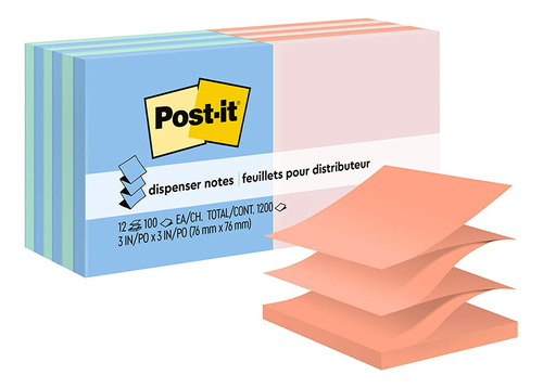 Post-it® Pop-up De 3 X 3 Notas Recargas, Alternando Colores