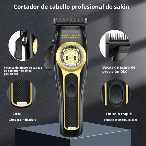 Kemei 2373 Máquina Para Cortar Cabello Con Motor Vectorial Color Negro/dorado