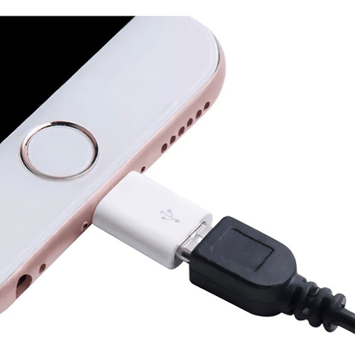 Adaptador Ios Lightning Conversor Para Micro Usb V8 Otg Cor Preto