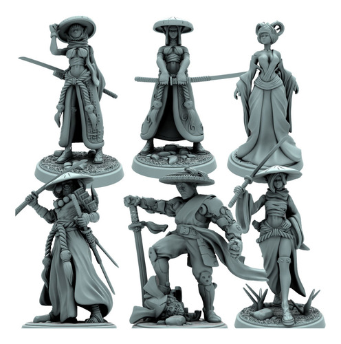 Miniaturas Samurais Rpg Compatível D&d Dnd Dungeon & Dragons