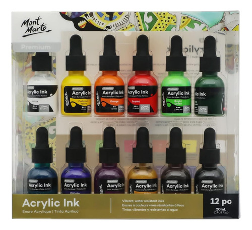 Pintura Acrilica Resistente Al Agua 20 Ml Multicolor 12 Pz