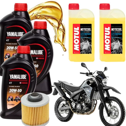 Kit Troca Oleo 3l Yamalub 20w50+ Filtro+ 2l Motocool Xt 660r