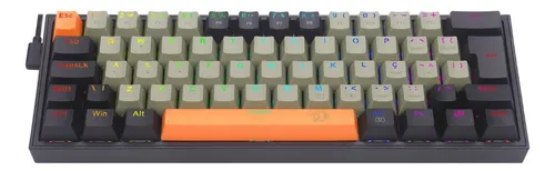 Teclado Redragon K617rgb-OG Fizz Gamer Naranja Gris Negro