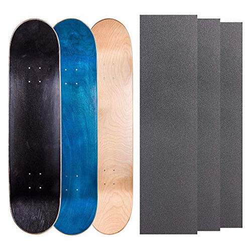 Cal 7 Blank Maple Skateboard Decks Con Grip Tape (negro, Azu
