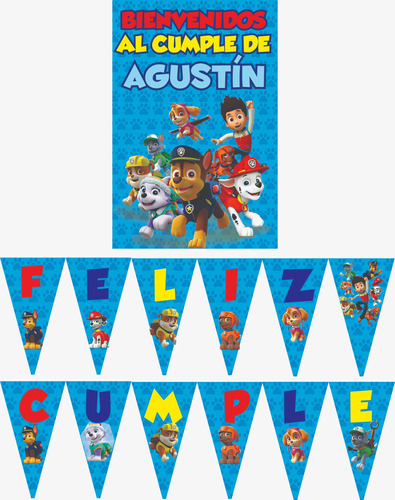 Paw Patrol Cartel Y Banderin Decoracion Cumpleaños Poster