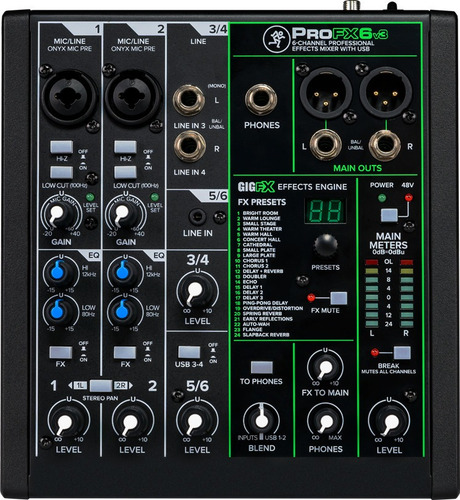 Mezcladora Profesional 6ch C/efectos Y Usb Mackie Profx6v3