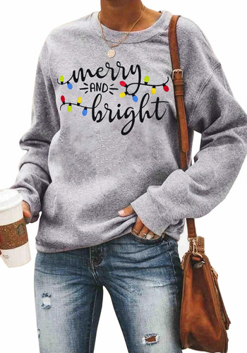 Sudadera Navidad Para Mujer Camiseta Feliz Brillante Blusa