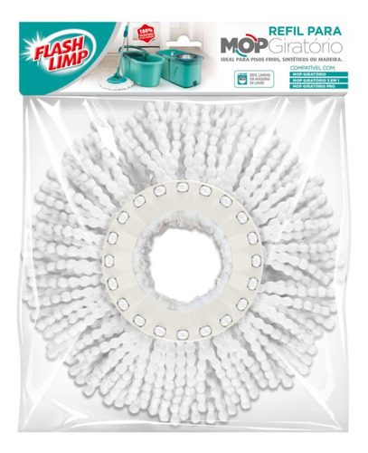 Refil Microfibra Para Mop Giratório Pro Lavável Flash Limp