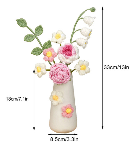 Flor De Lã Tricotada Com Vaso De Cerâmica