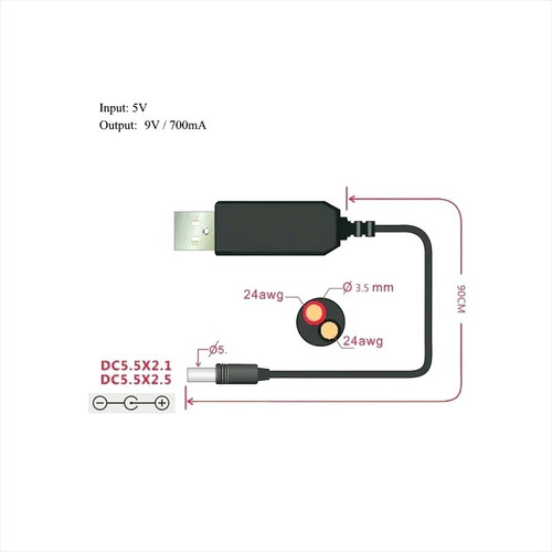 Step Up Usb Elevador Voltaje Dc-dc, 5v, A 9v, 700ma 5.5mm