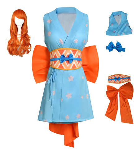 Disfraz De Cosplay De Anime Nami, Vestido Tipo Kimono, Traje